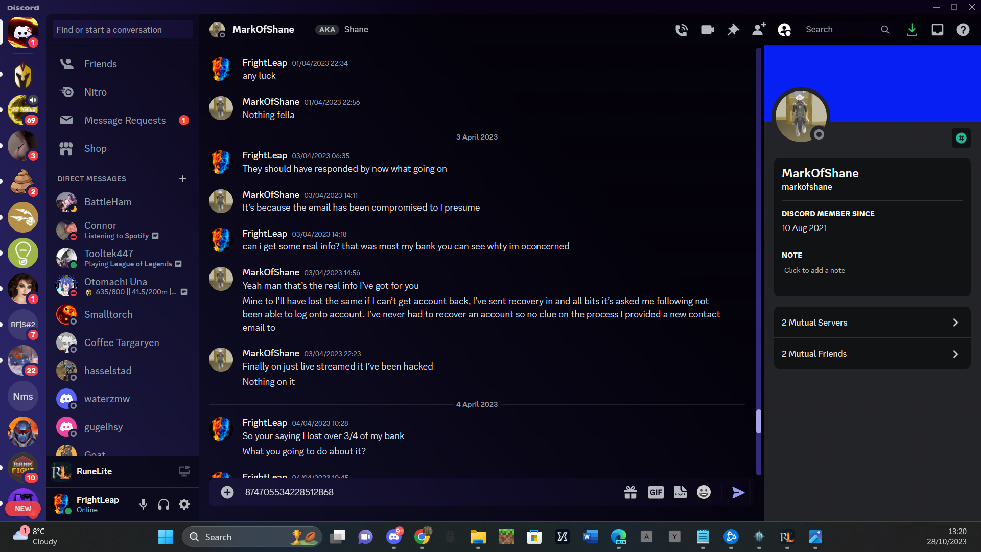 Evidence 517260d for a case against MarkOfShane
